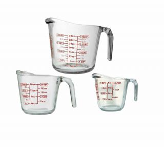 Anchor 3 Piece Set Hocking Glass Measuring Cups 1 - 2 - 4 Cup (open Box)