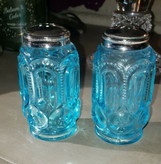 Vintage Le Smith Moon And Stars Glass Salt & Pepper Shakers S&p 