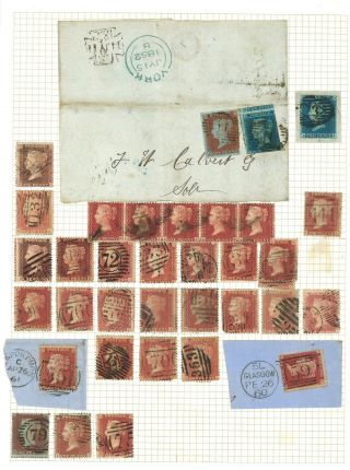 Lot:36359 Gb Qv Line Engraved 1841 1d Red And 2d Blue On Front 1d Red Penny