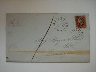 1841 1d Red Imperf.  Unplated.  Entire With Fine London 