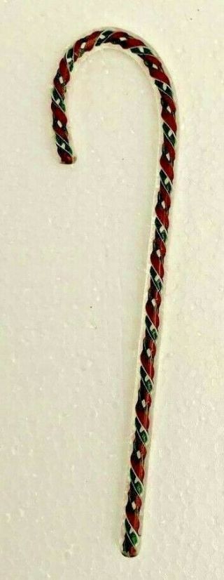 Robert Kahl Blown Glass Twisted Green And Red Candy Cane 7 Inch In Gift Box