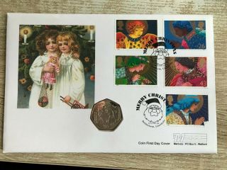 Simply Coins 1998 Christmas 50 Fifty Pence Isle Of Man Stunning Rare Fdc
