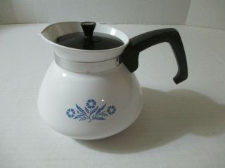 Vintage Corning Ware Blue Cornflower Glass Teapot 6 Cup With Lid Euc &