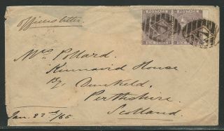 Great Britain,  Scott 45 Pair On 1865 Cover,  Officer 