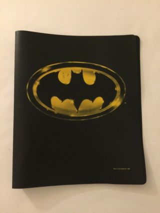 Vintage 1989 Batman Poly Binder Folder Dc Comics Logo Tm Black Movie Film