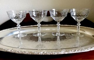 4 Vintage Champagne Coupe Glasses Rock Sharpe Cocktail Stemware Barware Sherbets