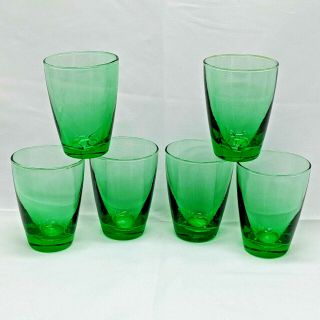 Vintage Libbey Emerald Green Juice Glasses Set