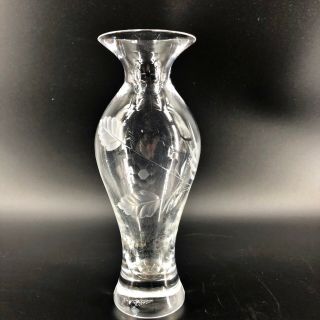 Vintage Lenox Crystal Bud Vase 7.  25 " Tall Clear Signed Etched Flowers