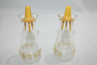Vintage Pyrex Glass Salt & Pepper Shaker Set Butterfly Gold Corelle Compatible