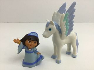 Dora The Explorer Snow Princess Mattel Figure Doll & Pegasus Figure Cake Toppers