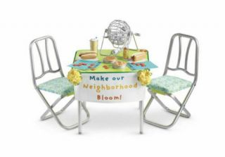 American Girl Doll Melody’s Table And Chairs & Block Party Set Banner Bingo Food