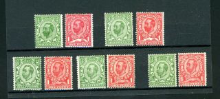 1911/12 Downey Heads Set Of 10 Stamps (5 X Pairs Of 2v) L.  H.  M.  (t761)