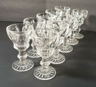 Vintage Set Of 10 Clear Pressed Sherry Cordial Glasses 3.  5 " Barware