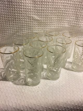 Set Of 12 Vintage Lilly Of The Valley Drinking Glasses