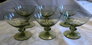 Set of 12 Vintage Glass Avocado Green Depression Dessert/Cocktail Footed Cups 2