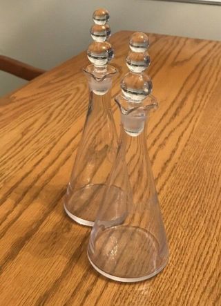 Vintage Decorative Glass Oil And Vinegar Dispensers - Cruets - Etched Lettering - 6 Oz