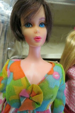 Vintage Mattel 1966 Barbie Dolls With Clothes,  Accessories & Case