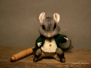 Ooak Needle Felted Mouse,  Teddy Animals,  By Jljuda.  Handmade.