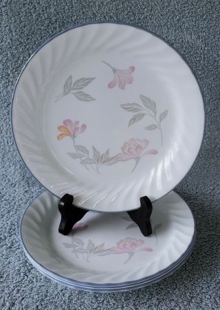 Set Of 4 Corelle Pink Trio 9 " Luncheon Plates