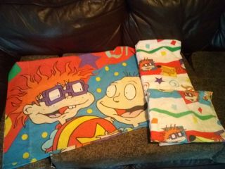 Vintage Nickelodeon Rugrats Twin Sheet Set Flat Fitted Pillowcase