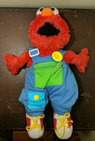 Sesame Street By Gund Teach Me Elmo Plush Toy 16 " Educational Tie Shoes