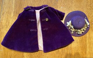 Madame Alexander Vintage 1957 Cissette Purple Velvet Coat & Floral - Trimmed Hat