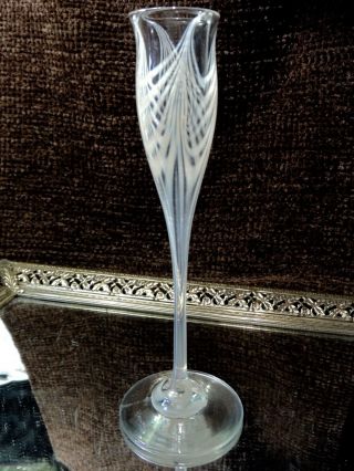 Vintage 1978 Nancy Freeman Studio Art Glass Pulled Feather Bud Vase