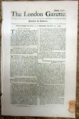 1784 Post Revolutionary War London Newspaper W Red British Halfpenny Tax Stamp