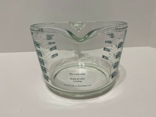 Vintage Pyrex 4 Cup / 1 Quart Measuring Cup Bowl GREEN LETTERS 2