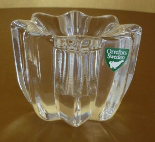 Orrefors Crystal Glass Candle Holder 2 1/4 " Tall Made In Sweden