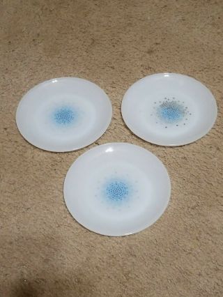 Mcm 1966 Anchor Hocking Fire King Blue Mosaic Salad Plate - Set Of 3