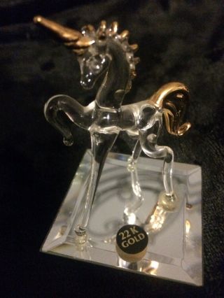 Hand Sculpted Glass Unicorn 22k Gold Accents