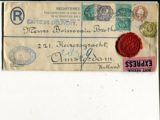 Great Britain Uprated Reg Express Stationery Cover To Netherlands 1903,  Perf Sbv