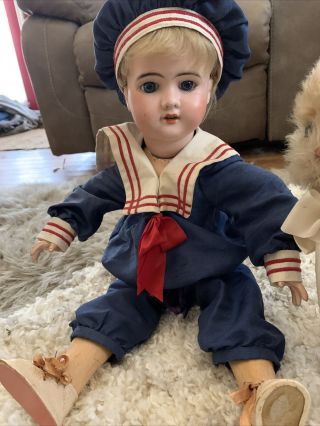 Antique French Doll Dressed As A Boy Possible Replaced Hands Head Mark 5 Body 8