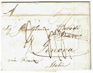 Great Britain 1831 London Cancel On Cover To Italy,  Via France