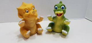 1988 Pizza Hut - Land Before Time Dinosaur Puppets - Set Of 2 - Ducky And Cera
