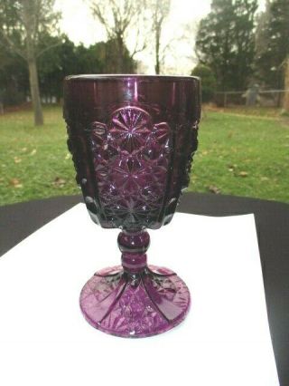 Daisy & Button With Thumbprint Le Smith Depression Eapg Amethyst Glass Goblet