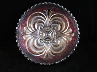 Carnival Glass Imperial Scroll Embossed 7 " Round Bowl In Amethyst/purple