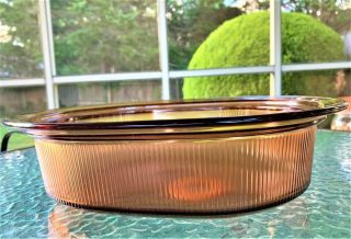 Corning Visions Pyrex Amber 4 Qt.  Oval Ribbed Casserole Roaster Dutch Oven