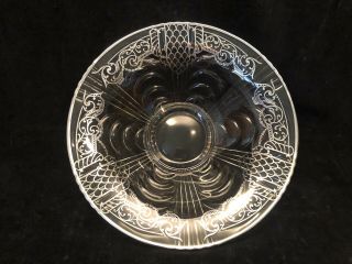 Vintage Sterling Silver Overlay On Clear Glass Bowl 12 "