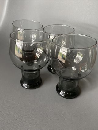 Vintage Set Of 4 Libby Drinking Glasses Smoke Color Large Tumbler