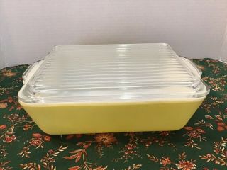 Pyrex Vintage Yellow Refrigerator Casserole Baking Dish With Lid,  1.  5 Qt,