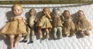 6 Small Antique Small Baby Dolls Clothes Bisque Porcelain 1 - Celluloid