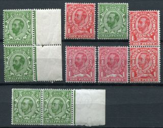 (630) Very Good Group Gv 1/2d & 1d Downey Heads Crown Wmk Unmounted