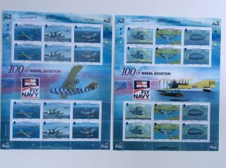 Isle Of Man - 2009 100 Years Of Naval Aviation Set Of 2 Sheets Mnh - Aviation
