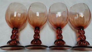 Set Of 4 Fostoria Depression Glass Amber Wine/water Glasses