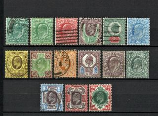 Gb King Edward Vii 1901/10,  Complete Set Of 15 Stamps,  Used/fine