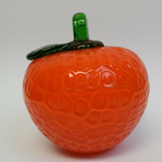 Vintage Retro Murano Style Orange Studio Art Glass Hand Blown Fruit Vegetable 4 