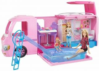 Open Box Barbie Fbr34 Dream Camper Caravan - Pink Playset Vehicle