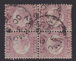 Gb.  Qv.  Sg 48,  1/2d Rose Red,  Plate 5,  Block Of Four.  Fermoy Cds.  Fine.